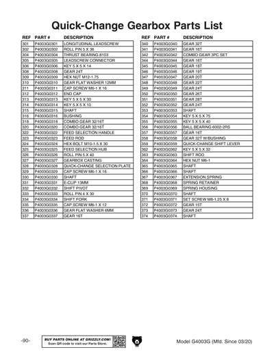 Part Diagram for G4003G