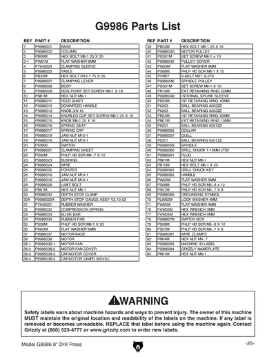 Part Diagram for G9986
