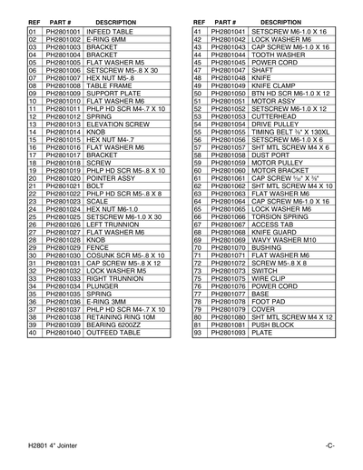 Part Diagram for H2801