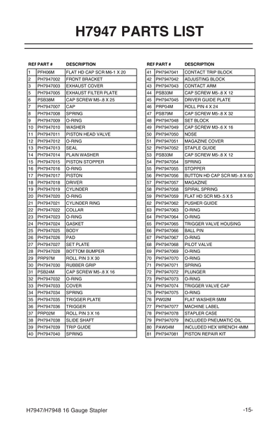 Part Diagram for H7947
