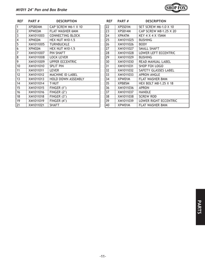 Part Diagram for M1011