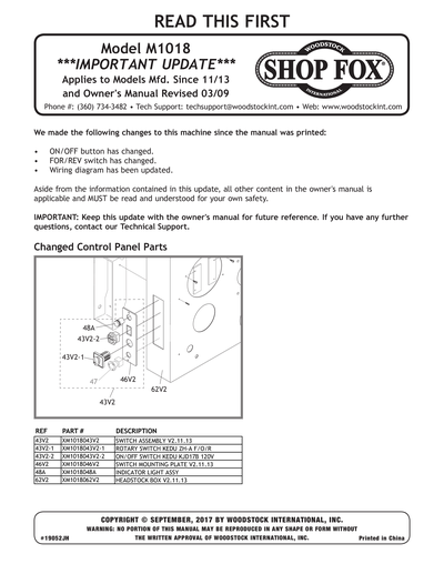 Parts for M1018 Small Combo Lathe / Mill - Grizzly Industrial, Inc.