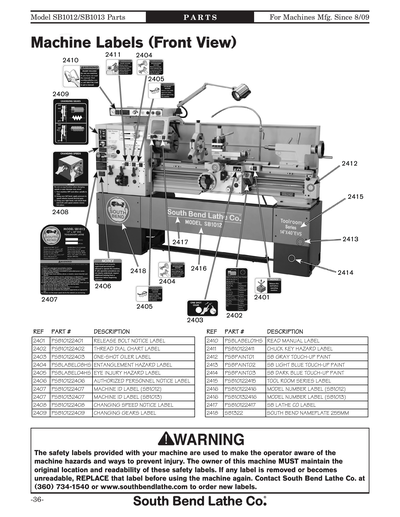 Part Diagram for SB1012