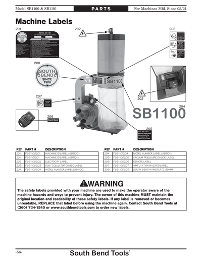 Part Diagram for SB1101