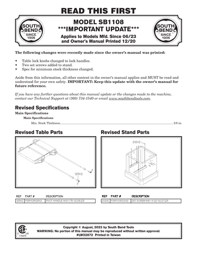 Part Diagram for SB1108
