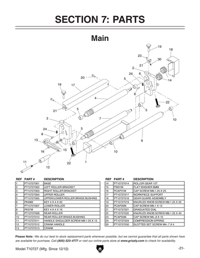 Part Diagram for T10727