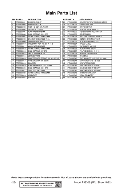 Part Diagram for T33306