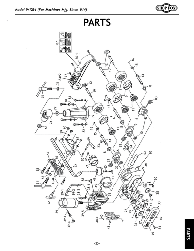 Parts for W1764 1/8 HP Variable-Speed 3-Roller Power Feeder