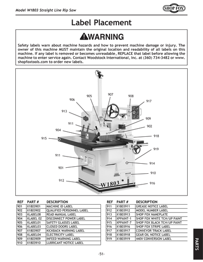 Part Diagram for W1803