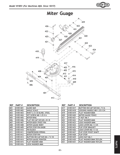 Parts for W1851 2 HP 10