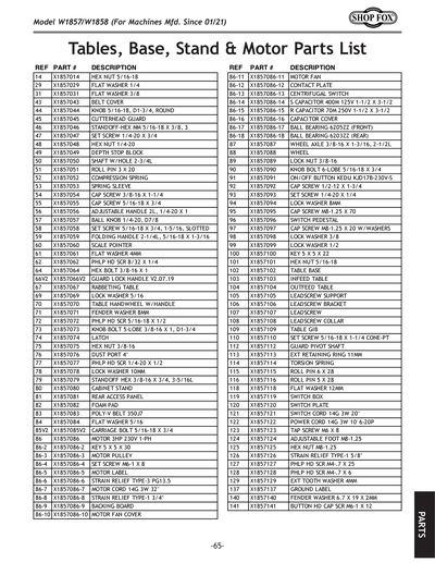 Part Diagram for W1858