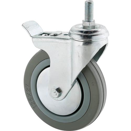 Image for Steelex D2603 - 5" Gray Rubber Swivel Caster w/ Double Brake, Threaded