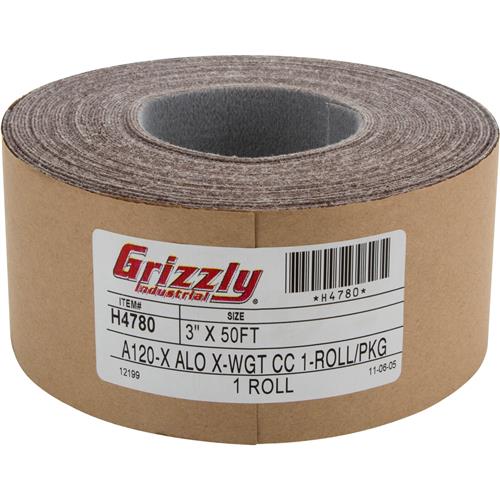 Image for Grizzly H4780 - 3" x 50' A/O Sanding Roll 120 Grit, H&L