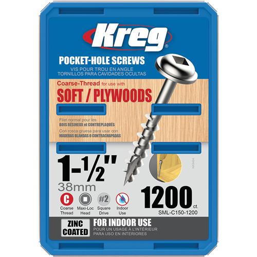 Image for Kreg T27702 - #8 x 1-1/2" Coarse Washer-Head Screws, 1200 Pc.