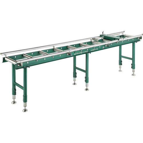 Image for Grizzly T28174 - 14" x 118" Heavy-Duty Roller Table with Work Stop