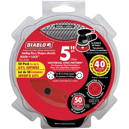 Image for Diablo T33537 - 5" 40 Grit (Ultra Coarse)  ROS Hook & Lock Discs 50 Pk