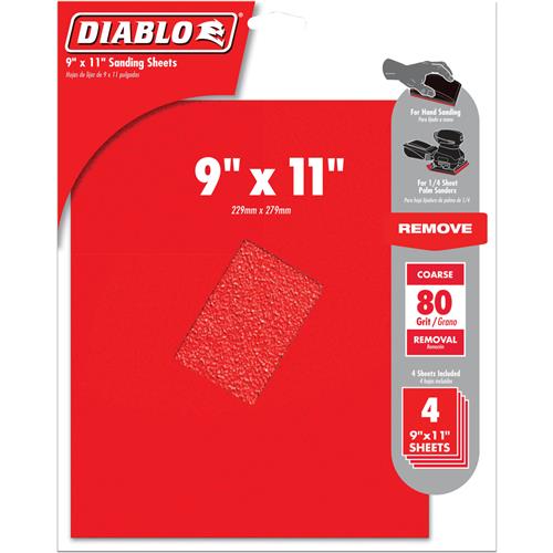 Image for Diablo T33567 - 9" x 11" 80-Grit (Coarse) Sanding Sheet 4 Pk
