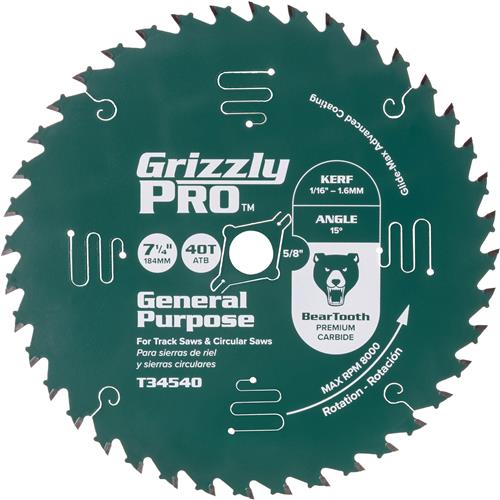 Image for 7-1/4" x 5/8" 40T ATB Thin Kerf Combination Saw Blade