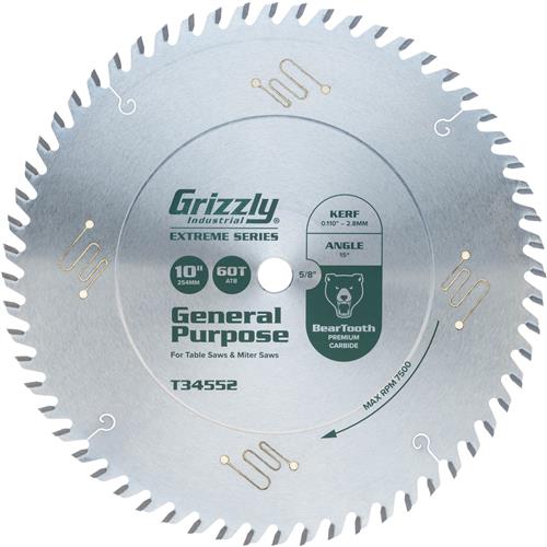 Image for Grizzly T34552 - 10" x 5/8" 60T ATB Extreme Series Combination Saw Blade